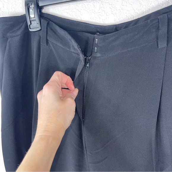 Eileen Fisher 100% silk wide leg trousers pleated belt loops pockets size M - Picture 8 of 13